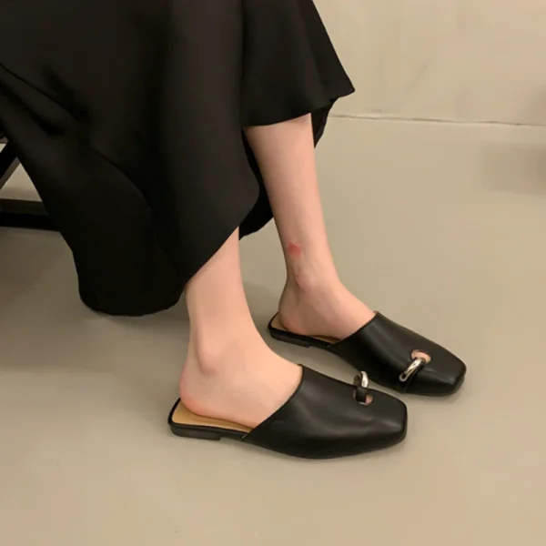 pantoufles d'été en cuir véritable