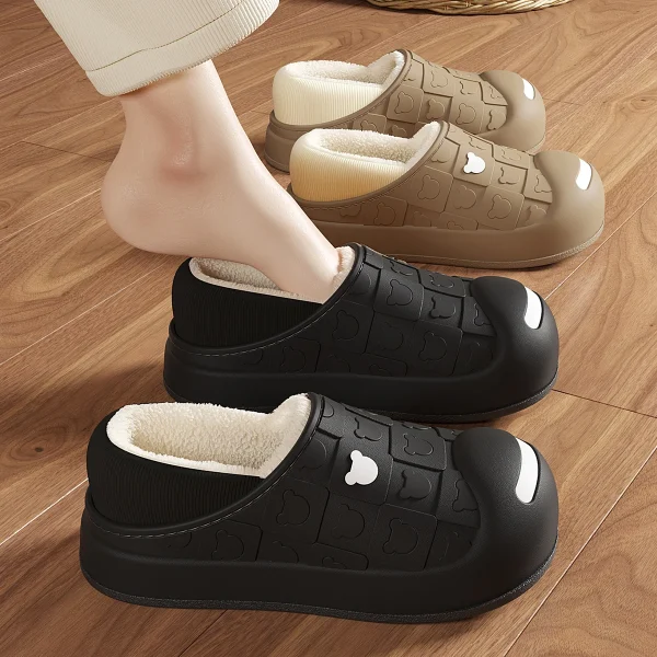 pantoufle hiver chaude imperméable en peluche femme