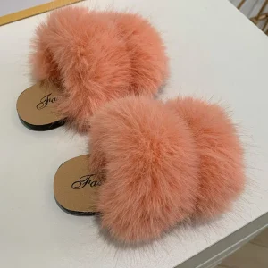 chaussure pantoufle d'été en fourrure