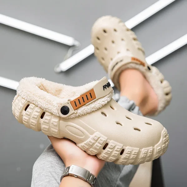 sabots pantoufles doublés de fourrure pour hommes