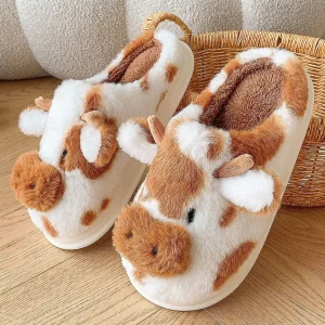 pantoufle en peluche confortable de vache