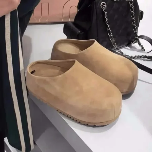 pantoufles femme en daim