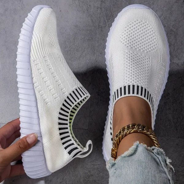 baskets orthopédiques sans lacets en maille respirante blanc