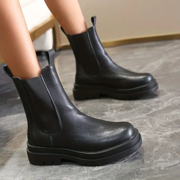 bottes à plate-forme chic en cuir