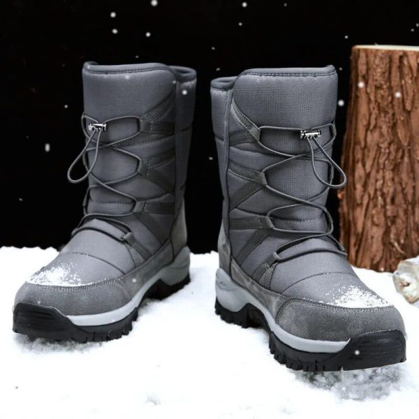 bottes pantoufles hautes de neige chaudes en peluche pour hommes