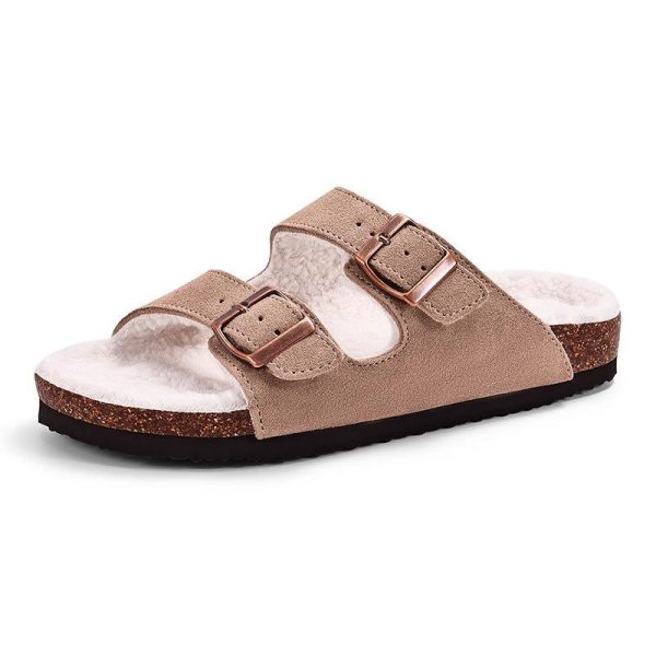 sandales plates en cuir suédé